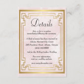 Geometrische roze marmer Weddenschap Details Informatiekaartje (Voorkant)