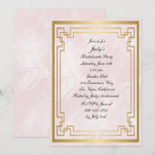 Geometrische roze marmer Wedding Bachelorette Part Kaart (Voorkant / Achterkant)