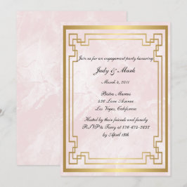Geometrische roze marmer Wedding Engagement Party Kaart
