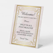 Geometrische roze marmer Wedding Safety Reclamebord Met Voetstuk (Voorkant)