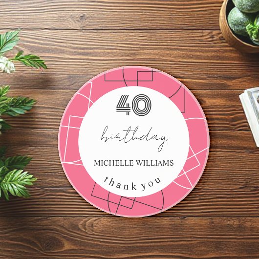 Geometrische roze moderne dank u zandsteen onderzetter