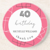 Geometrische roze moderne dank u zandsteen onderzetter (Voorkant)