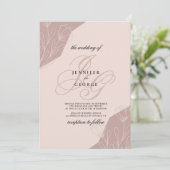 Geometrische roze monogram initialen florale bruil kaart (Staand voorkant)