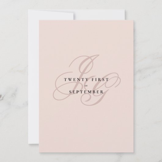 Geometrische roze monogram initialen florale bruil kaart (Achterkant)