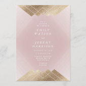 Geometrische roze Musk Gold Gatsby Weddenschap Kaart (Voorkant)