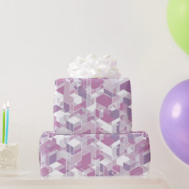 Geometrische Roze Paarse Grid Abstract Patroon Cadeaupapier