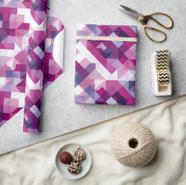 Geometrische roze paarse raster abstract patroon cadeaupapier