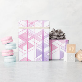 Geometrische Roze Paarse Raster Abstract Patroon Cadeaupapier