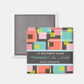 Geometrische Roze Retro Kubussen Modern sparen de Magneet (Voorkant / Achterkant)