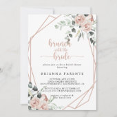 Geometrische roze Rose Brunch met de bride Shower Kaart (Voorkant)