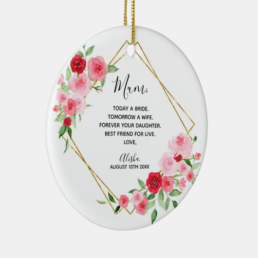 Geometrische roze roze bridale bridesmaïde keramisch ornament (Rechts)