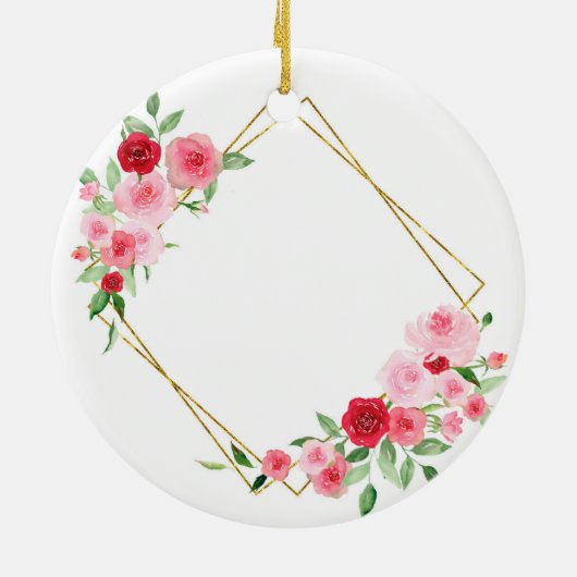 Geometrische roze roze bridale bridesmaïde keramisch ornament (Achterkant)