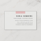 Geometrische roze roze minimalistische freelance b visitekaartje (Achterkant)