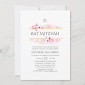Geometrische roze Spring Blossom Bat Mitzvah Kaart (Voorkant)