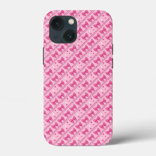 Geometrische Roze Strikken Stippen Coquette Case-Mate iPhone Case (Achterkant)