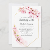 Geometrische roze Vrijgezellenfeest van de Floral  Kaart (Voorkant)