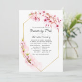 Geometrische roze Vrijgezellenfeest van de Floral  Kaart (Staand voorkant)