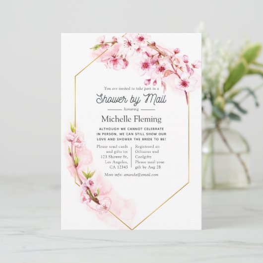 Geometrische roze Vrijgezellenfeest van de Floral  Kaart (Staand voorkant)