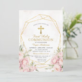Geometrische Rozen Eerste Heilige Communie Kaart (Staand voorkant)