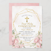 Geometrische Rozen Eerste Heilige Communie Kaart (Voorkant / Achterkant)