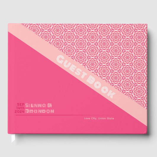 Geometrische Rozen Red Wedding Gastenboek (Voorkant)