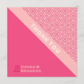 Geometrische Rozen rode bruiloft bedankkaart (Voorkant)