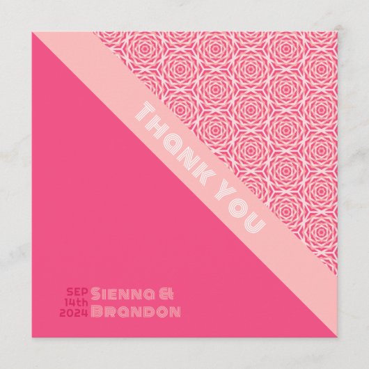 Geometrische Rozen rode bruiloft bedankkaart (Voorkant)