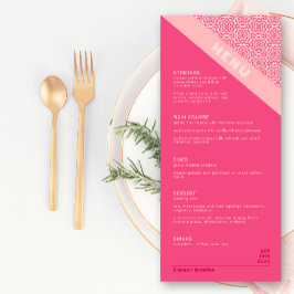 Geometrische Rozen Rode bruiloft Menu