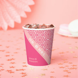 Geometrische Rozen Rode Bruiloft Papier Cups Papieren Bekers