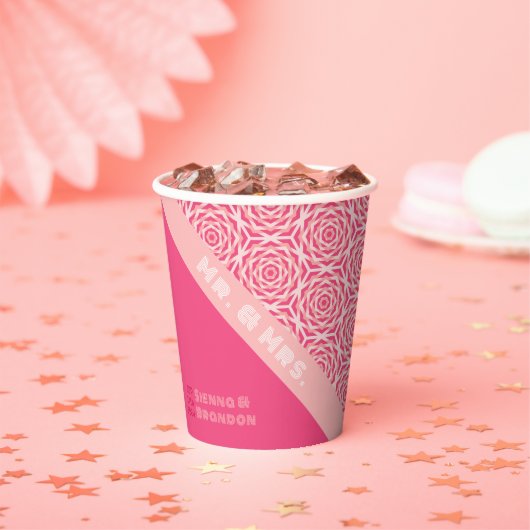 Geometrische Rozen Rode Bruiloft Papier Cups Papieren Bekers (Insitu)