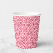Geometrische Rozen Rode Bruiloft Papier Cups Papieren Bekers (Achterkant)