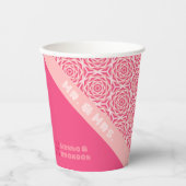 Geometrische Rozen Rode Bruiloft Papier Cups Papieren Bekers (Voorkant)