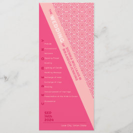 Geometrische Rozen Rode bruiloft Programma Programmakaart