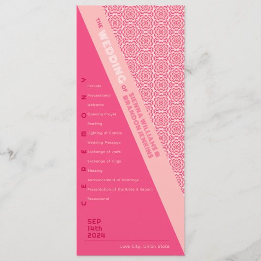 Geometrische Rozen Rode bruiloft Programma Programmakaart (Voorkant)