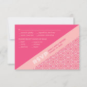 Geometrische rozen rode bruiloft RSVP kaartje (Voorkant)