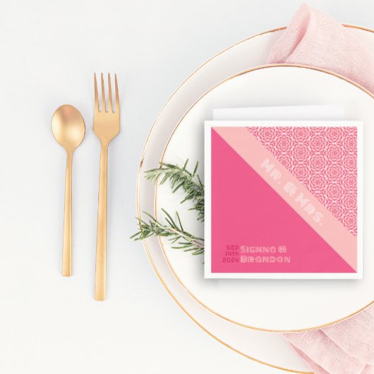 Geometrische Rozen Rode bruiloft servetten