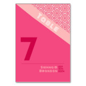 Geometrische Rozen Rode Bruiloft Tafel Kaart (Voorkant)