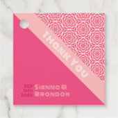 Geometrische Rozen Rode Bruiloft Vierkante Favor T Bedankjes Labels (Voorkant)