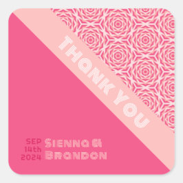 Geometrische Rozen Rode Bruiloft Vierkante Sticker