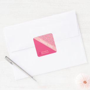 Geometrische Rozen Rode Bruiloft Vierkante Sticker