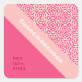 Geometrische Rozen Rode Bruiloft Vierkante Sticker