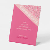 Geometrische Rozen Rode trouwkaarten & geschenken Reclamebord Met Voetstuk (Voorkant)