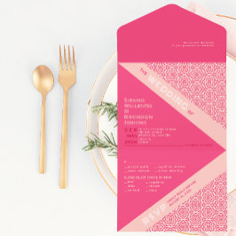 Geometrische Rozen Rood Alles in een bruiloft uitn All In One Uitnodiging