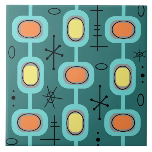 Geometrische ruimtevaartkunst Blauwgroen Tegeltje (Voorkant)