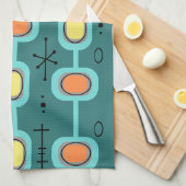 Geometrische ruimtevaartkunst Blauwgroen Theedoek (Quarter Fold)