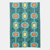 Geometrische ruimtevaartkunst Blauwgroen Theedoek (Verticaal)