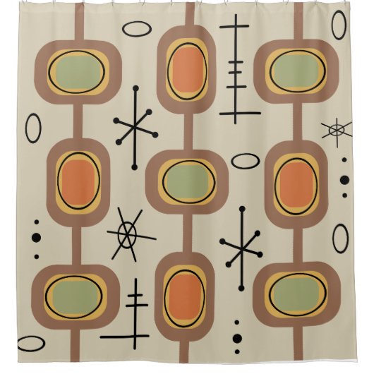 Geometrische ruimtevaartsgeschiedenis multiculture douchegordijn (Voorkant)