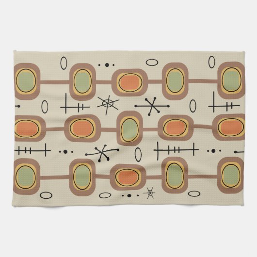 Geometrische ruimtevaartsgeschiedenis multiculture theedoek (Horizontaal)