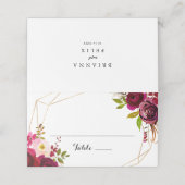 Geometrische rustieke Blush Bourgondische bruiloft Plaatskaartje (Buitenkant ongevouwen)