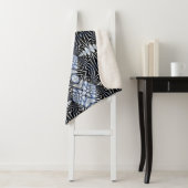 Geometrische Rustieke Boho Blauwe en Zwarte Stam E Sherpa Deken (In situ)